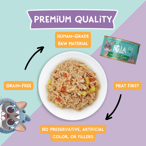 tuna flaked with carrot and green pea food quality