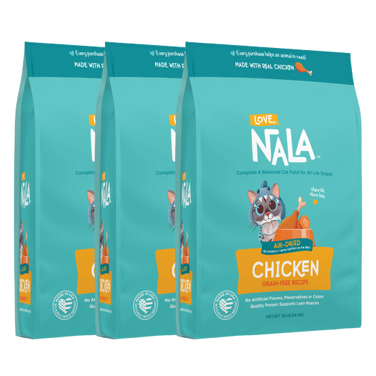 SAVE BIG - 3x Chicken Grain Free Recipe Air-Dried Adult Cat Food 1lb bag