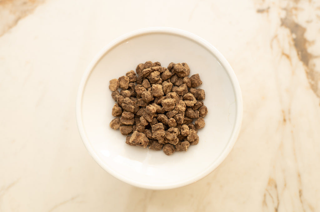 air-dried adult cat food in a bowl